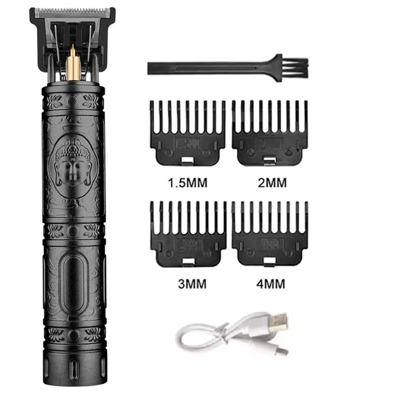 T9 Vintage Men's Electric Hair Clipper Beard Trimmer/Rechargeable Hair Cutting Machine With Nose Hair Trimmer Kit Boyfriend Gift