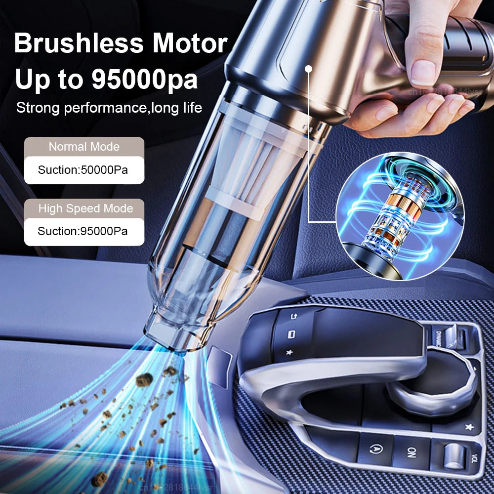 Car Vacuum Cleaner 95000PA High Power Wireless Handheld Vacuum Cleaner Cordless Powerful Hand Vacuum Cleaner Blower for Car Home