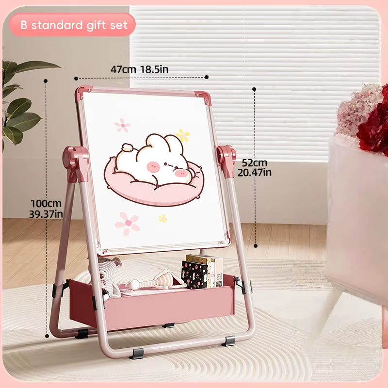 Foldable Easel Style Magnetic Whiteboard Portable Non-Powderly Small Blackboard Chiln's Drawing Board Space-Saving Gift for Kids
