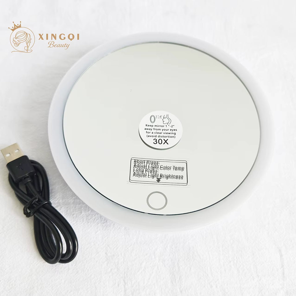 6"led mirror makeup vanity magnifying 5x 10x 20x 30x makeup led daylight mirror three lights home round lighted vanity mirror