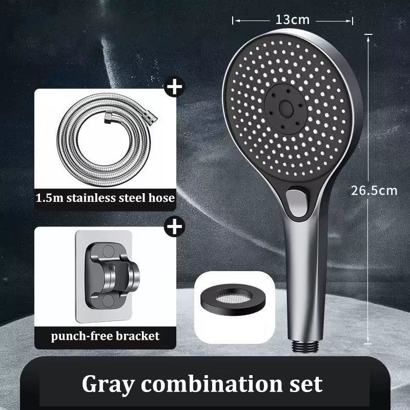 Three-speed High-pressure Shower Head With Large Panel Super Powerful Universal Bathroom Shower Head Combination Set