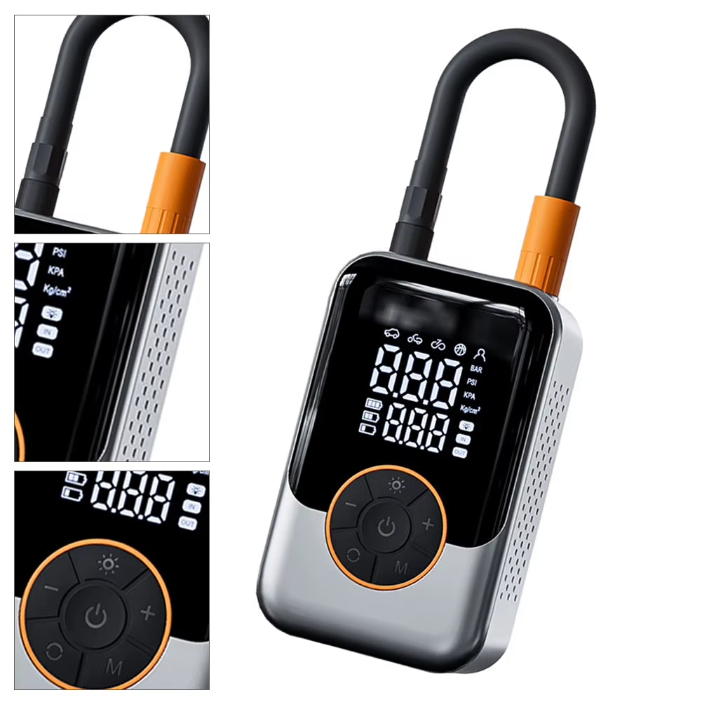 150PSI Portable Car Air Pump Wireless Inflation Pump with Tire Pressure Detection USB Type-C Charging for Car Motorcycle Bicycle