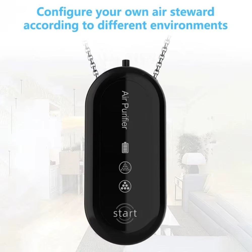 Mini Hanging Air Purifier Wearable Necklace USB Rechargeable Air Freshener Heating Cooling Negative Ions Purify Air Machine