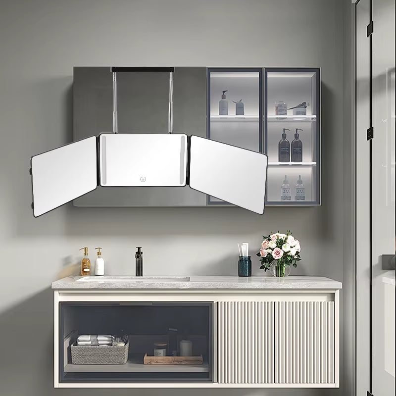 3 Way Haircut Mirror 360 Mirror with LED Lights Door-Hanging Design with Hook Perfect for Makeup Self Hair Cutting Portable Fold