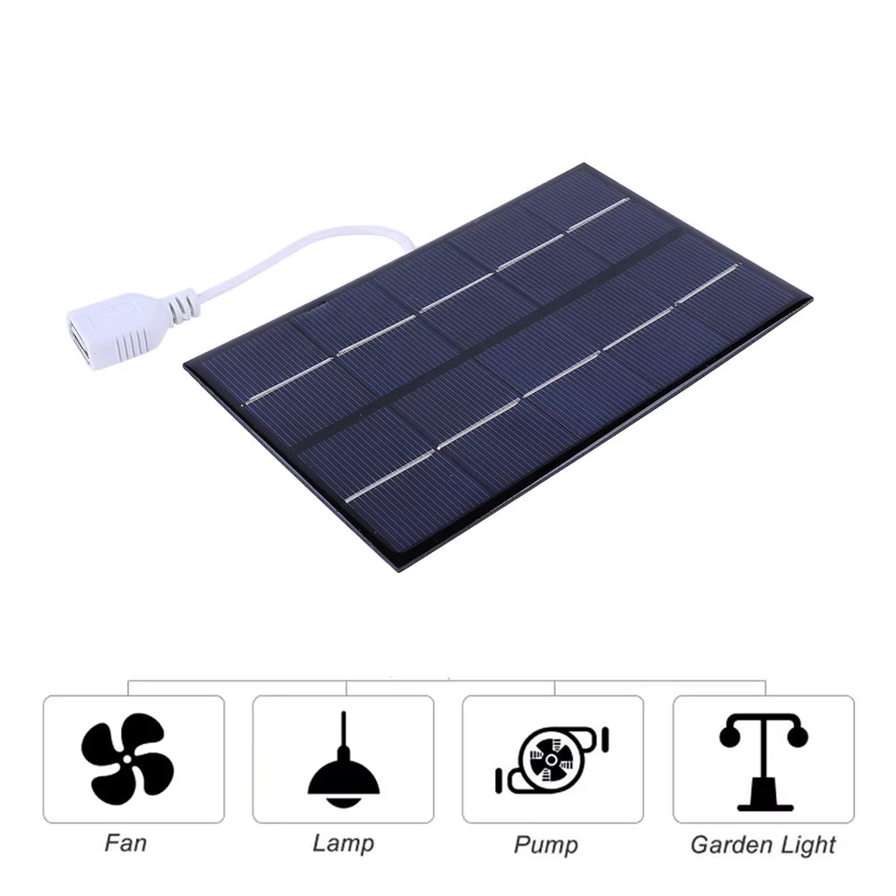 5W 5V Solar Cell Panel Polysilicon USB Solar Charging Panel Solar Plate for 3-5V Battery/Phone Charging for Outdoor Camping