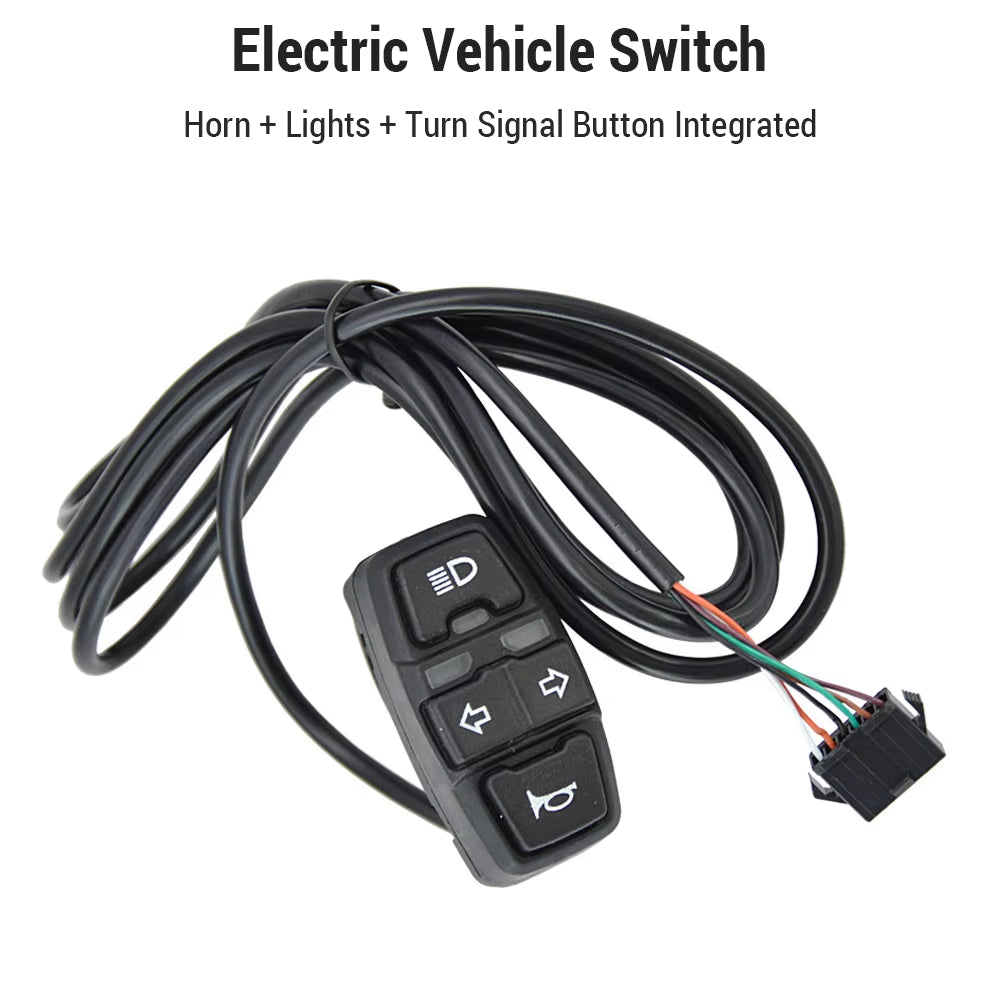 Bicycle Headlight and Tail Light Set Ebike Turn Signals Front and Back Light Electric Bike Light Horn Kits with Switch 24-48V