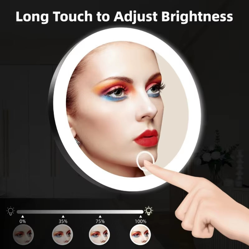 6 Inch Adjustable Stand Magnifying Mirror with Light High-Definition Suction Cup LED Makeup Mirror Foldable 5/10/20/30x