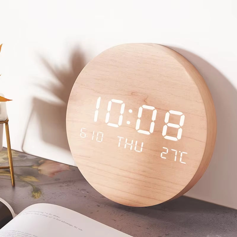 Simple Digital Wall Clock Temp Date Multi-function Display Large Screen LED Mute Clock Home Decor Living Room Decorative Clock