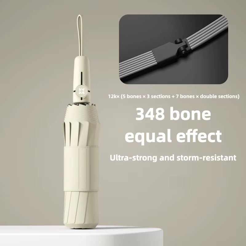 Reinforced 348 Ribs Automatic Umbrella, Windproof & Stormproof, Sun UPF 50+ Protection Folding Rain Umbrellas for Men & Women