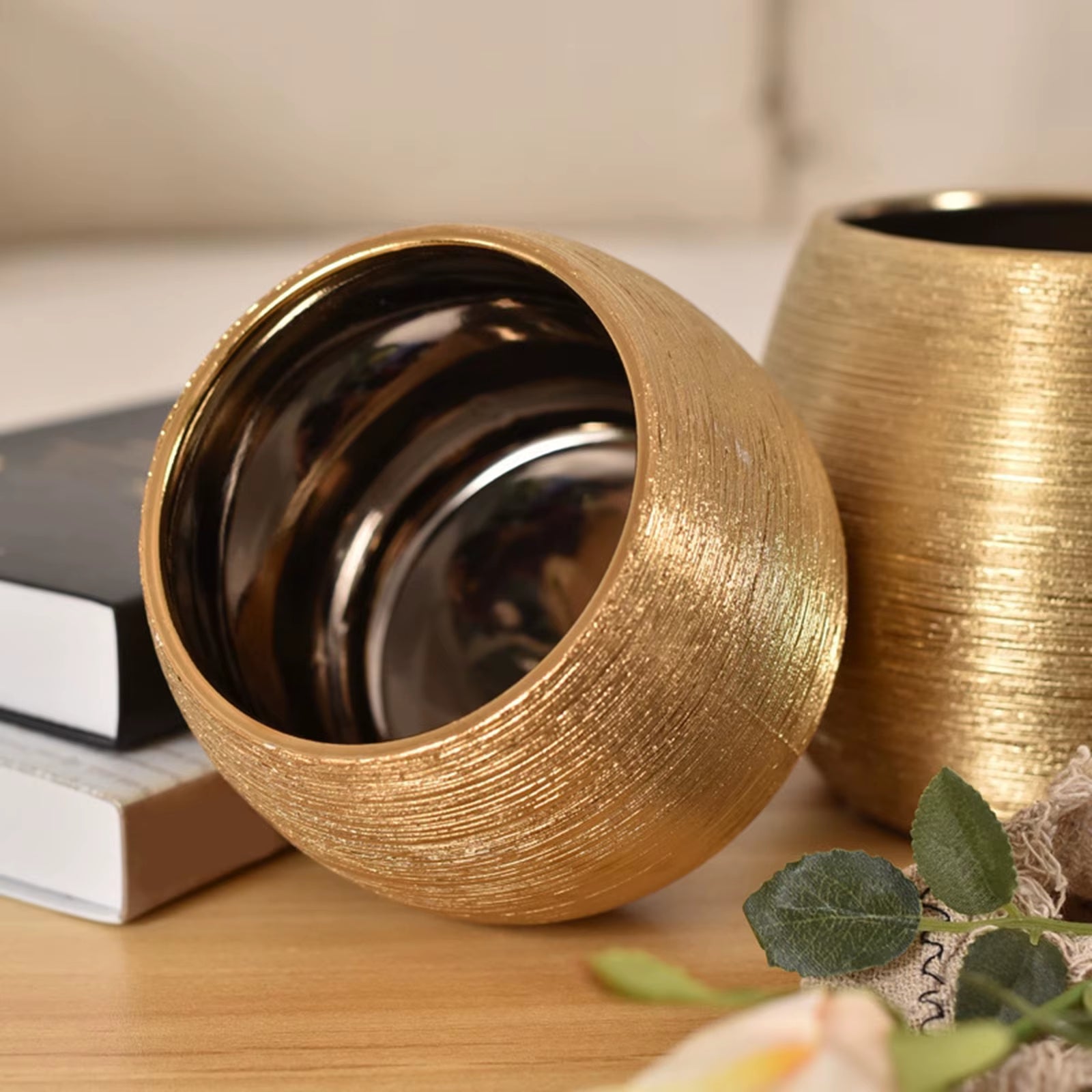 Modern Ceramic Flower Pot Containers Flowerpot Flower Vase Brushed Craft Ornament Home Office Decor