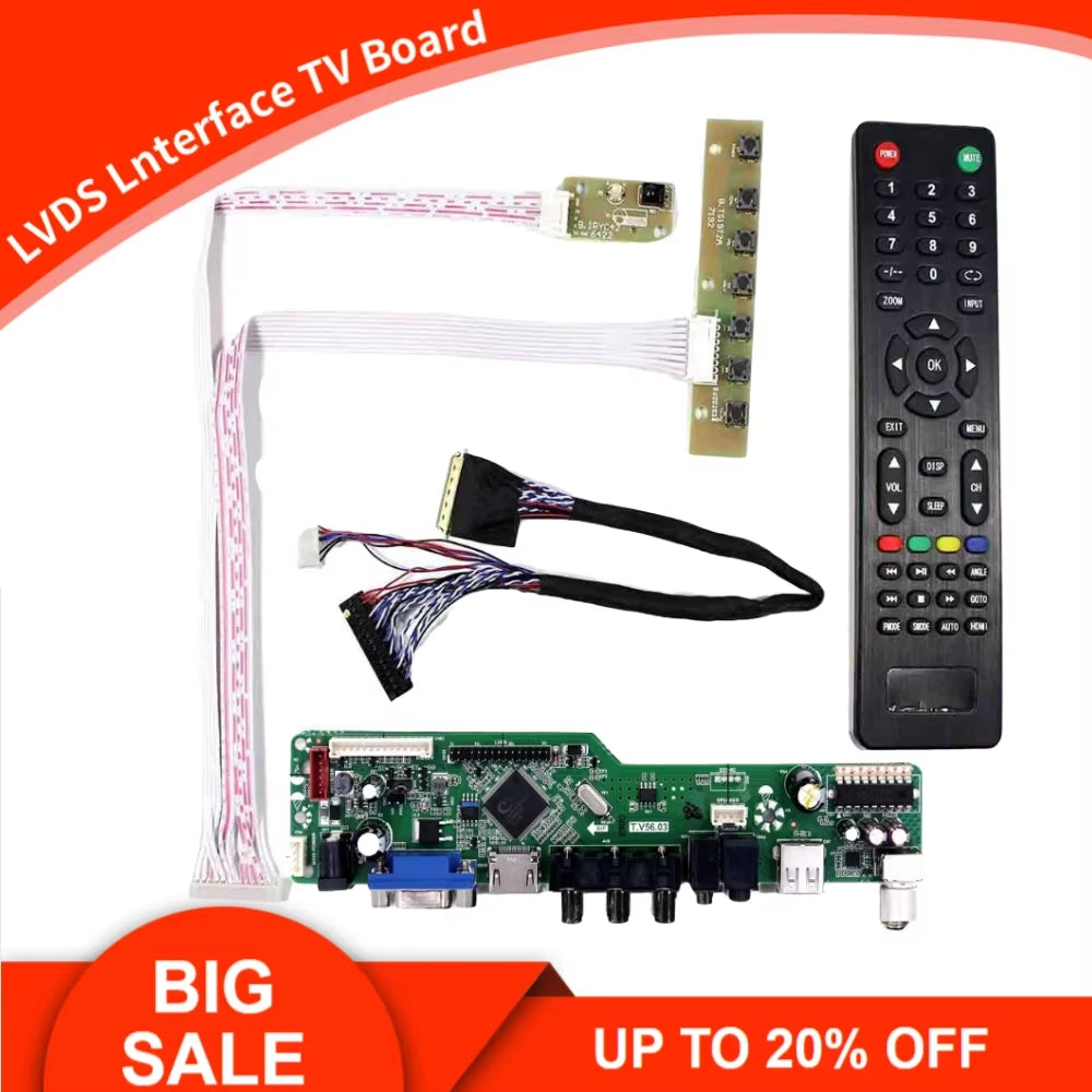 NEW  Monitor Kit for M185BGE-L10 M185BGE-L21 L22 L23 TV+HDMI+VGA+AV+USB LCD LED Screen Controller Board Driver 30pins Lvds
