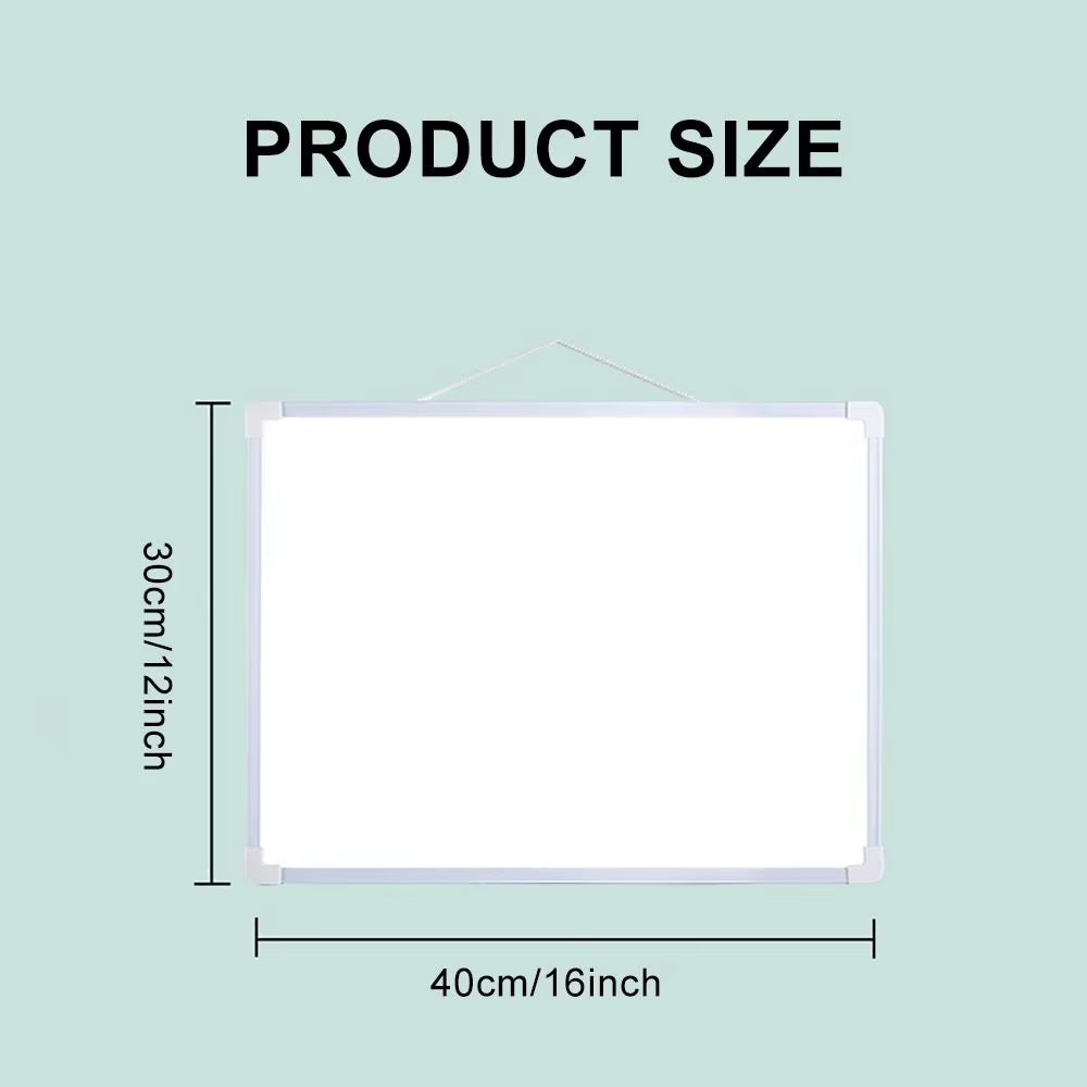 with 3 Markers & 4 Magnets Dry Erase Board Wall Mounted 16" X 12" Whiteboard Small Double-Sided Graffiti Drawing Board