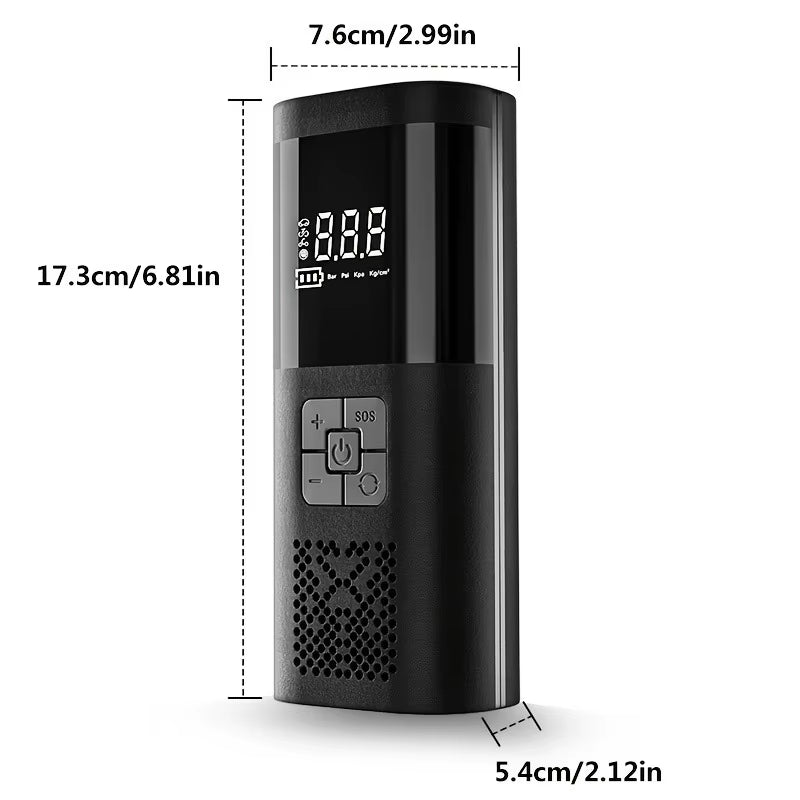 1pcs Portable Multifunctional Tire Inflator Pump for Car Motorcycle Bike Emergency Auto Air Compressor with USB Rechargeable