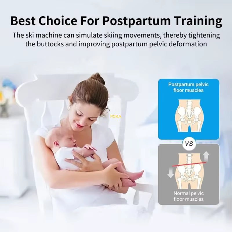 Leg Exercise Machine Foldable Ski Trainer with Handle Fitness Equipment for Full Body Workout Fitness Easy to Use