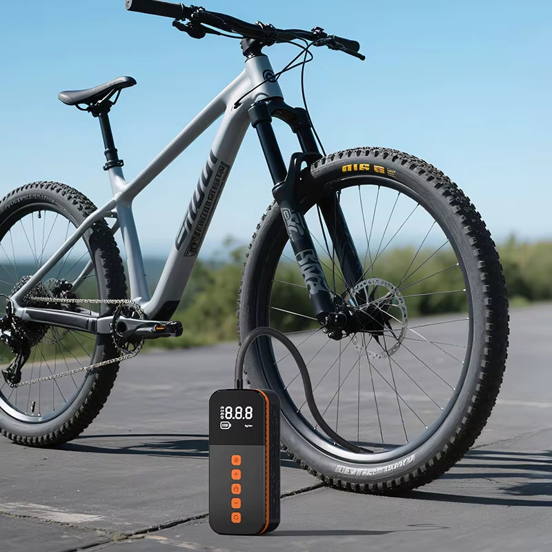 Portable Air Compressor - 150PSI, 1-min fast inflation with tire gauge & LED light. For cars, motorcycles, bikes and balls