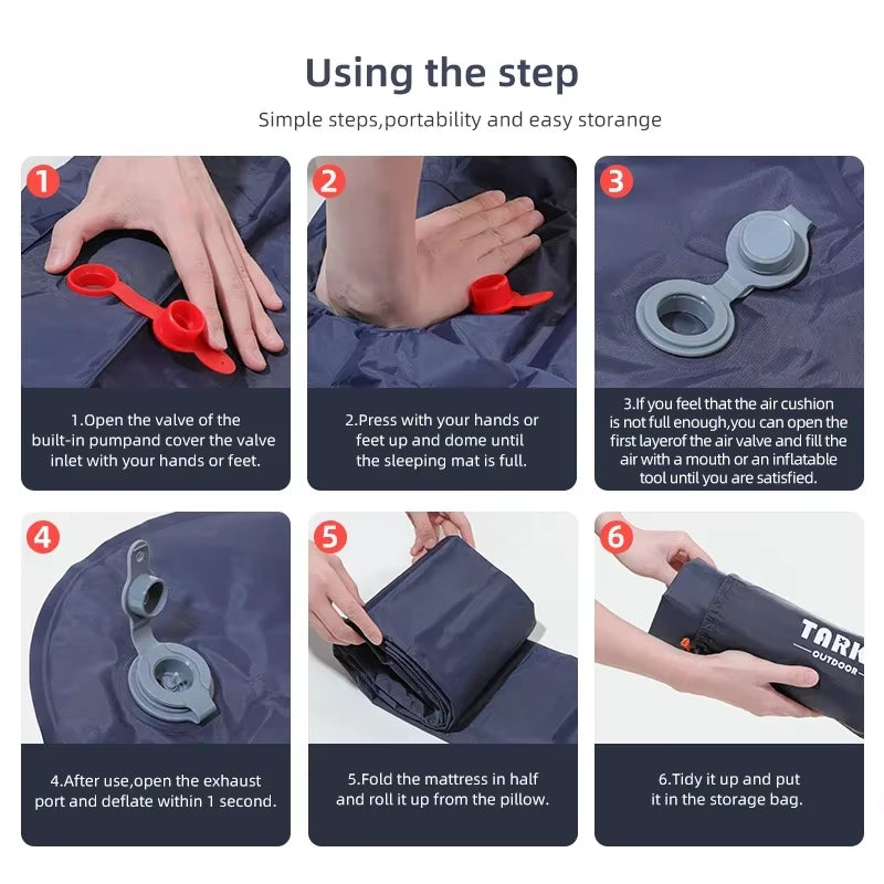 Inflatable Camping Mats Air Mattress With Pillow Outdoor Tourist Sleeping Pad Self-Inflating Mattress For Hiking Climbing