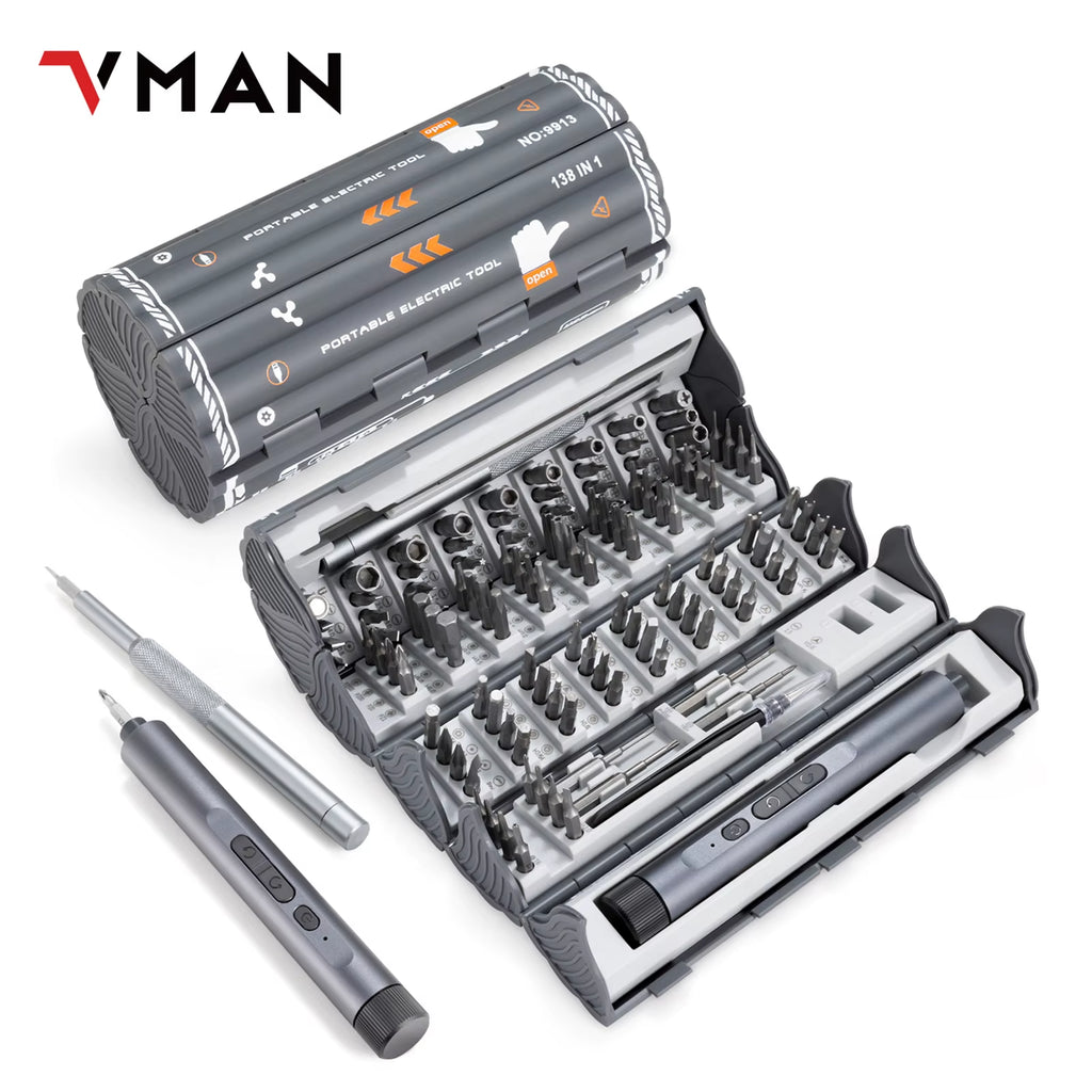 138 in 1 Electric Precision Cordless Screwdriver set Magnetic Bits Laptop PC iPhone Glasses Repair Tool Multifunction Kit