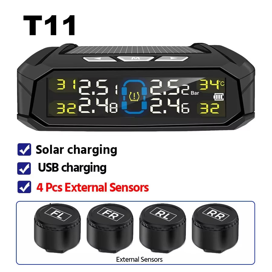 Car Detector 4 Sensors tpms tire pressure monitoring system Auto Security Detector Pressure Waterproof Tire Pressure Temperatur