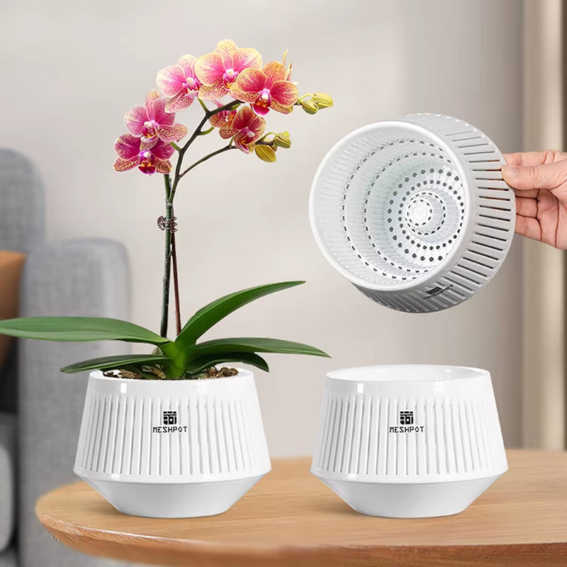Meshpot Orchid Pots With Holes Flower Pot For Repotting Plastic Planter Indoor-Outdoor Plants Home Decorative Air Plant Pot