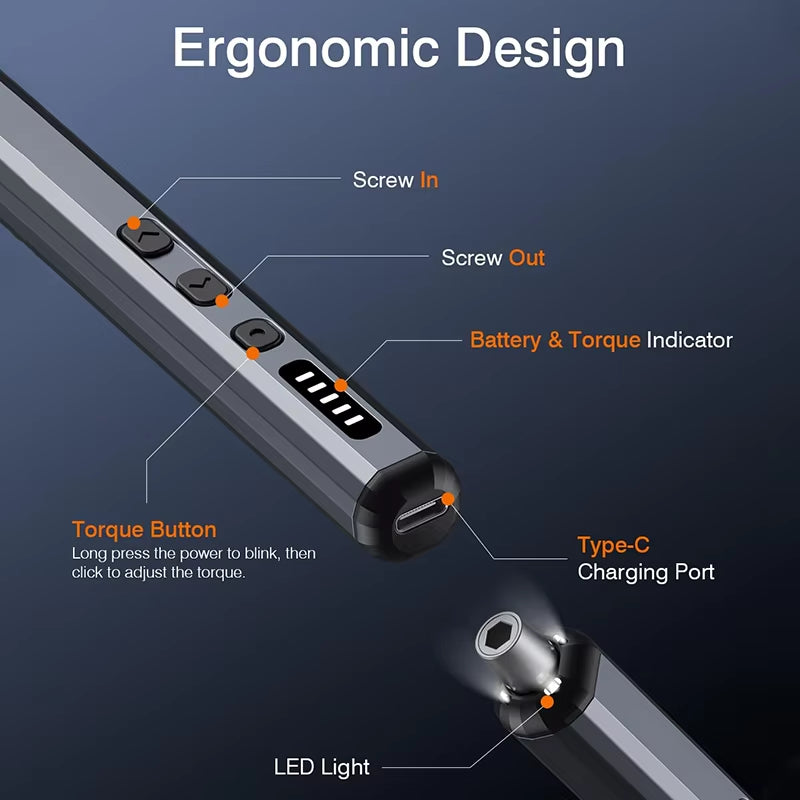 New Electric Screwdriver Set Precision Power Tool Kit  Rechargeable With LED Light 30 Bits For PC Mobile Phone Repair Tools DIY