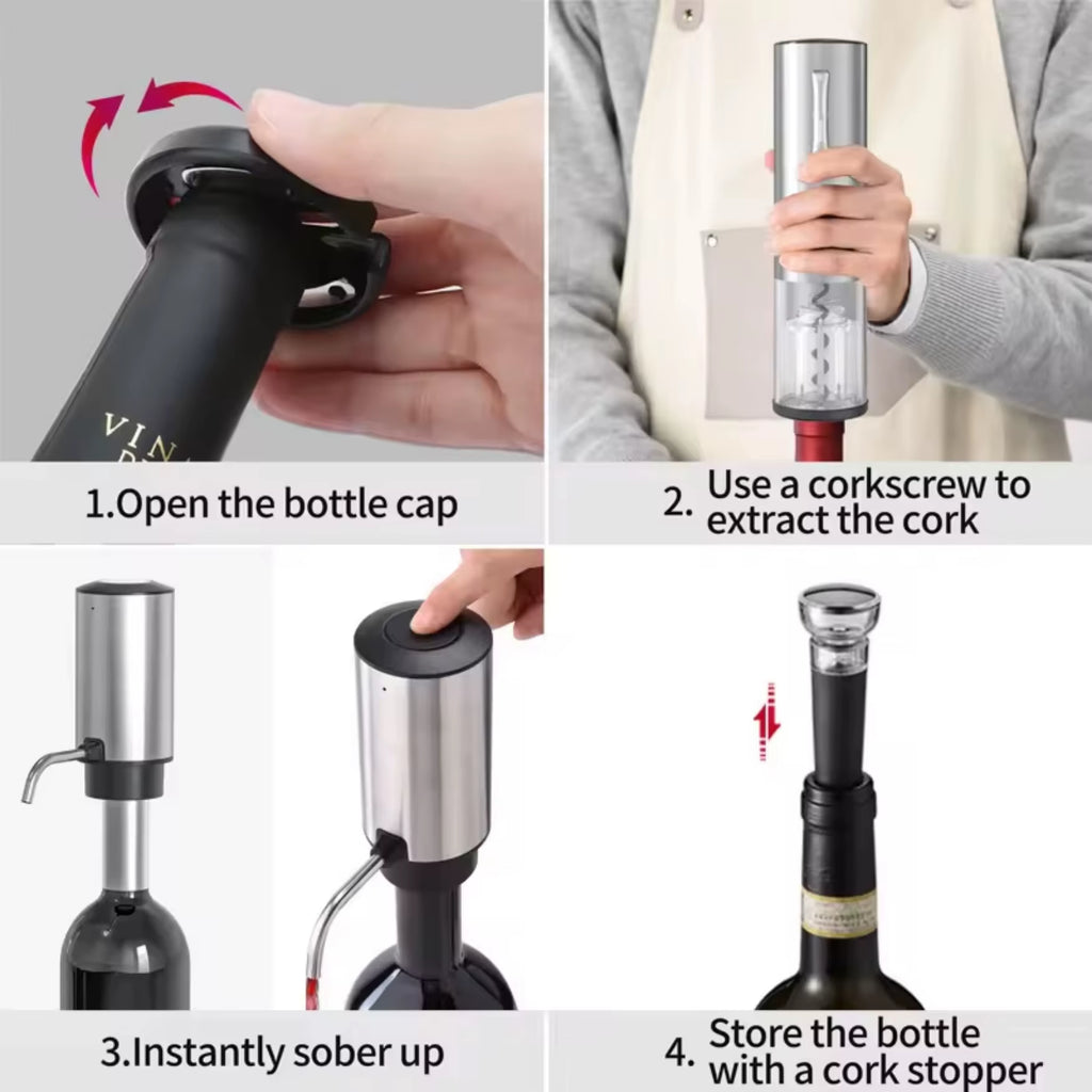 Electric Wine Bottle Opener Automatic Red Wine Corkscrew Wine Opener Wine Tools Kitchen Products Performance Plastic