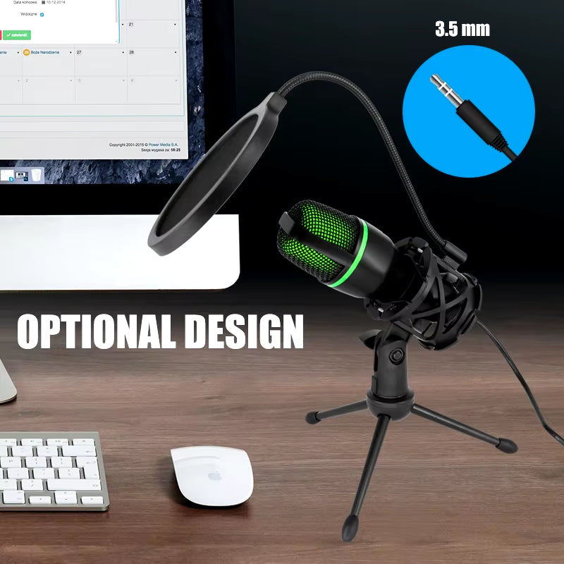 Professional USB Condenser Microphone For PC Laptop Streaming Video Games YouTube Podcasts  Vocals