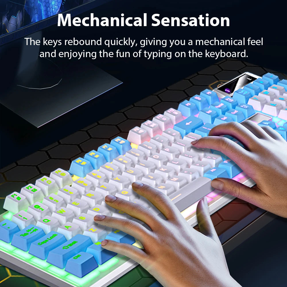 K500 Mechanical Feel Keyboard Gaming Office Keyboard For Windows And IOS Computer Laptop PC 104 Keys Wired Membrane Keyboards