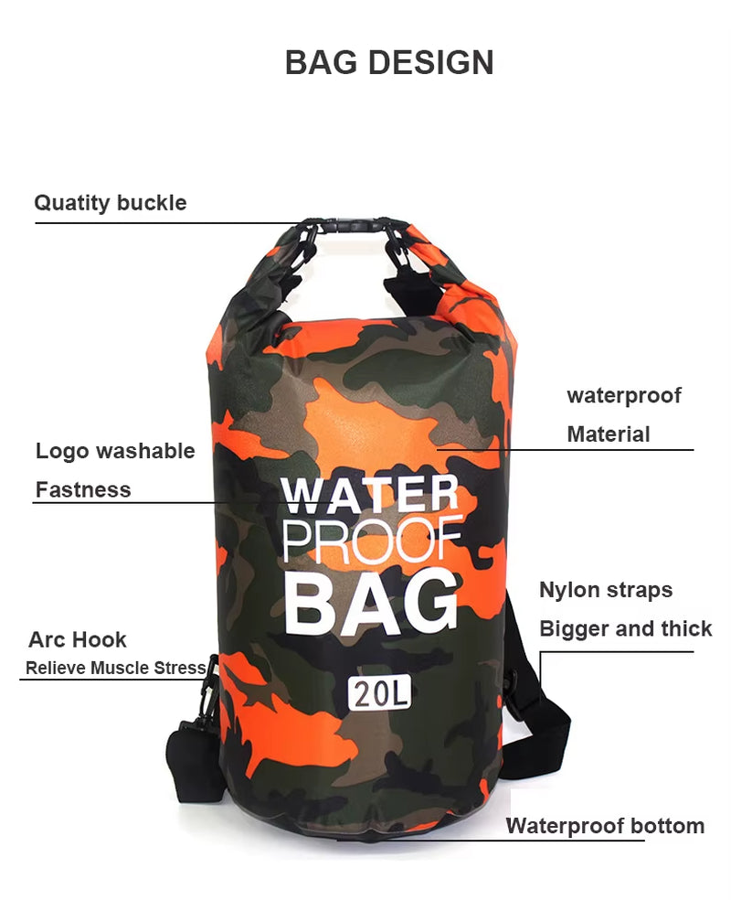 Waterproof Pounch Swimming Bag 5L/10L/15L/20L/30L PVC Drybag Large Capacity Beach Bags Watertight Water Play Swimsuit  Dry Bag
