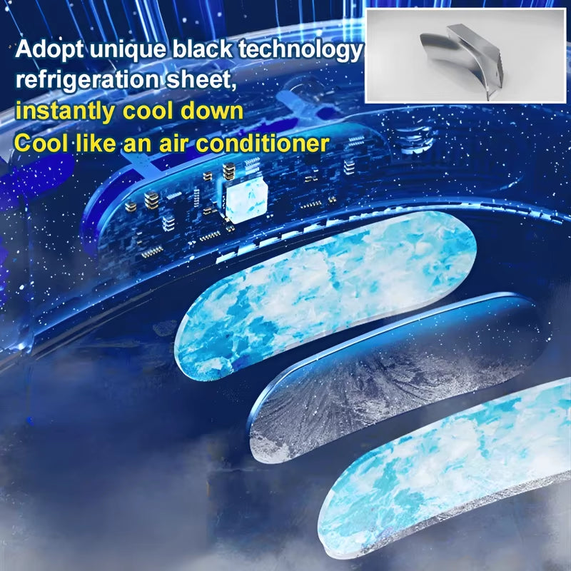 Hanging Neck Fan USB Charging Ice Porcelain Cooling Hanging Neck Fan 360-degree Air Flow Intelligent Digital Display Lighting