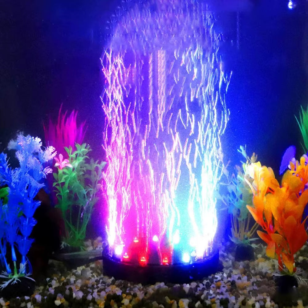 High Brightness Fish Tank Bubbler Light Submersible LED Lamp LED Aquarium Bubbler Light Disc Shape Black Aquarium Bubble Light