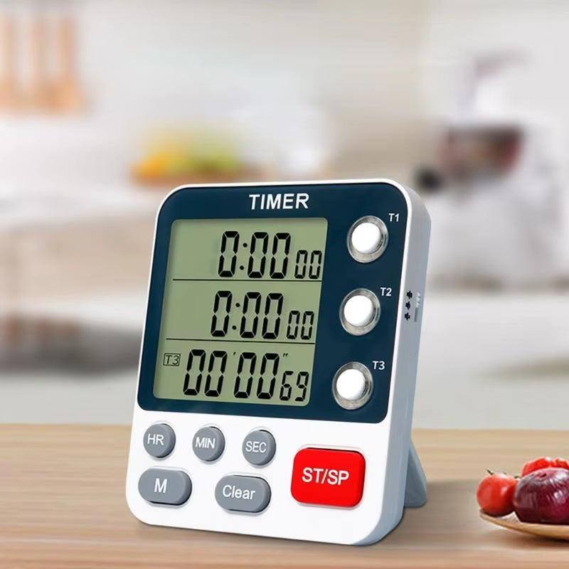 Kitchen Timer Digital Kitchen Timers Cooking Timer 3 Channels Count UP＆ Down Timer for w/ Loud Alarm Classroom Bathroom