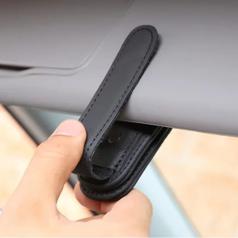 1Pcs Sunglasses Holder Is Suitable for Car Sunshades Magnetic Leather Sunglasses Clip and Ticket Clip Car Sunshade Accessories