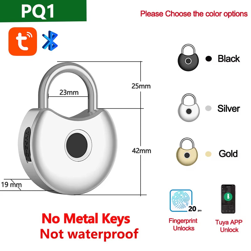 Tuya Smart Padlock Fingerprint Waterproof USB Charging Quick Identification Unlock Sensor High Quality P70/P55/PQ1