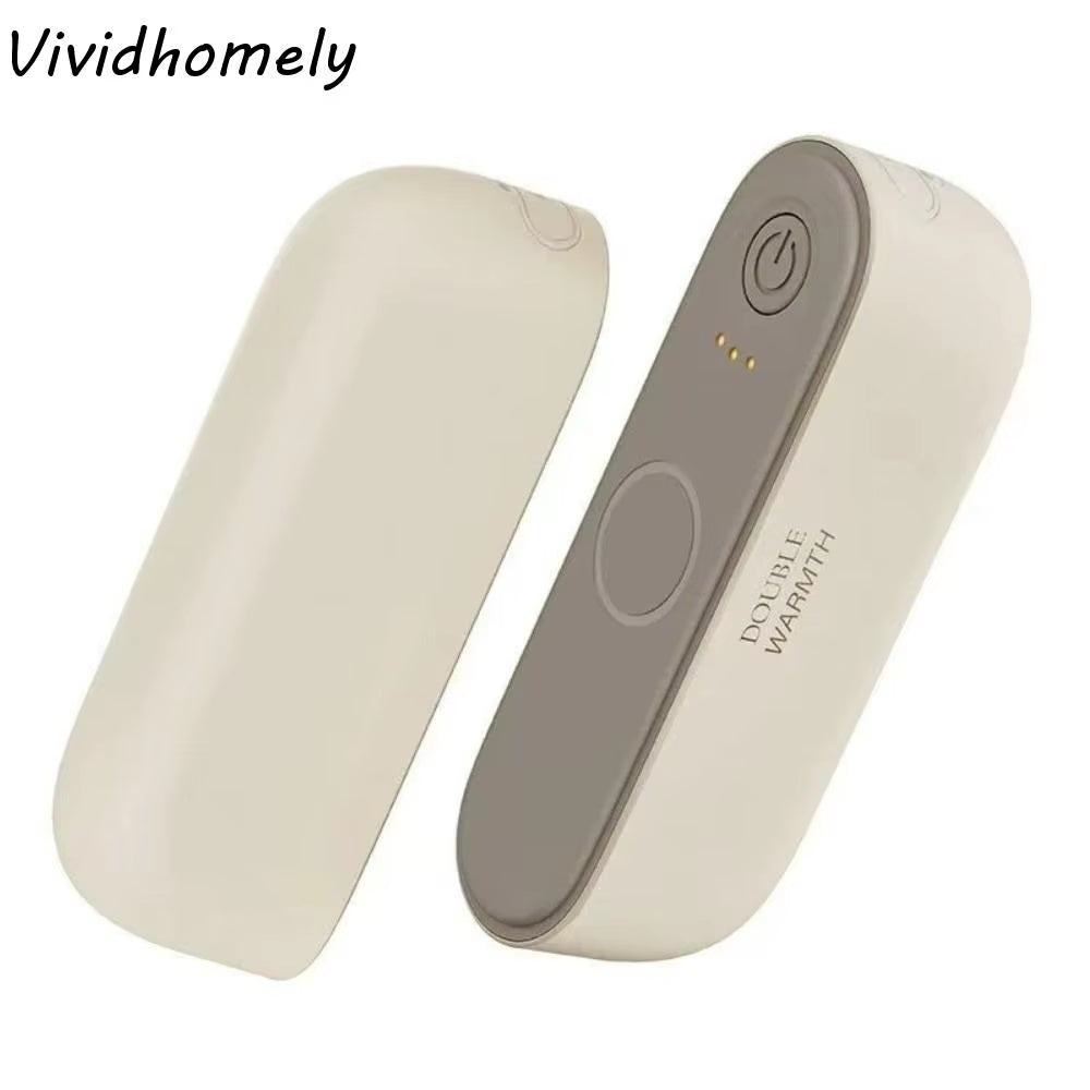 2 in 1 Dual-Palm Hand Warmers Fast Heating Rechargeable Pocket Warm Hand Treasure Detachable Adjustable 3 Temperature Settings