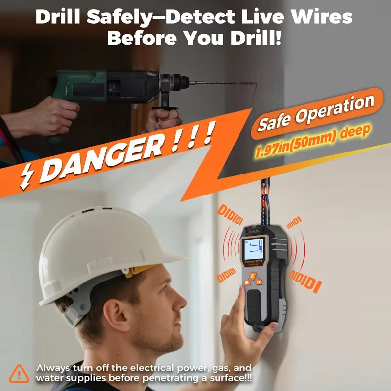 6in1 Stud Finder Wall Scanner Detector Multifunction Wall Scanner for AC Cable Wires Wood Metal Pipe Electronic Measuring Tools