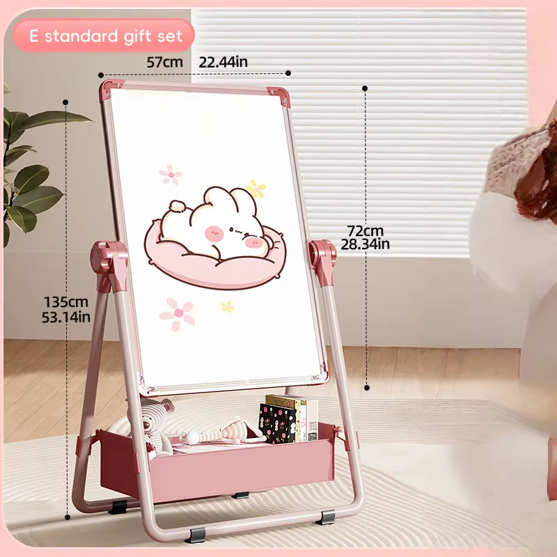 Foldable Easel Style Magnetic Whiteboard Portable Non-Powderly Small Blackboard Chiln's Drawing Board Space-Saving Gift for Kids