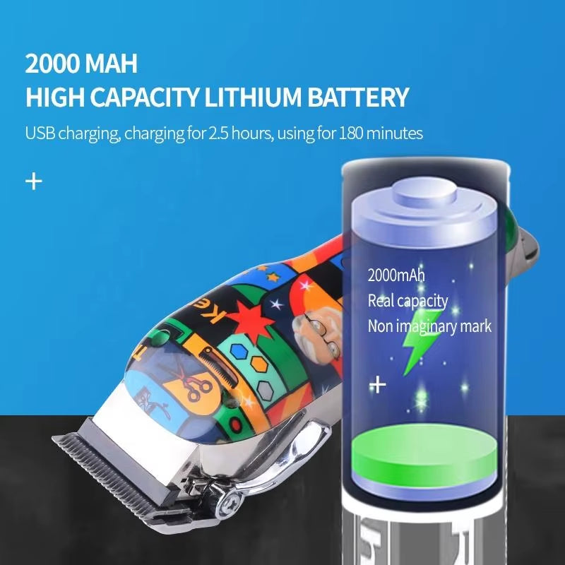 Rechargeable Graffiti Pattern Electric Hair Clipper Professional Barber Trimmer Man Shaver Km-MAX2092 KM-MAX5090 KM-RS7098