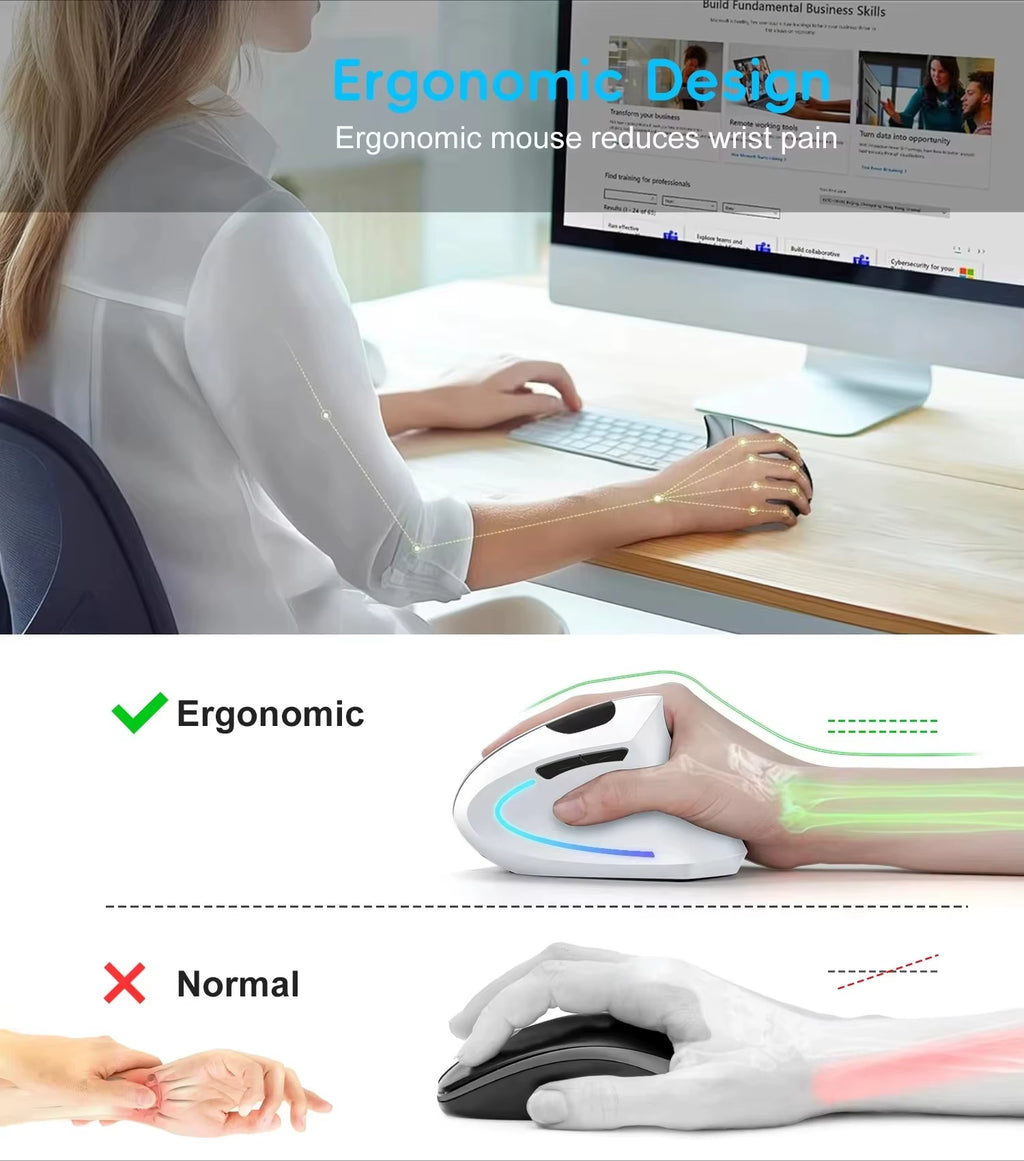 Vertical Ergonomic Gaming Mouse Wireless Rechargeable Gamer Mause Kit Optical 2.4G Mouse Computer PC Laptop Desktop USB Mice