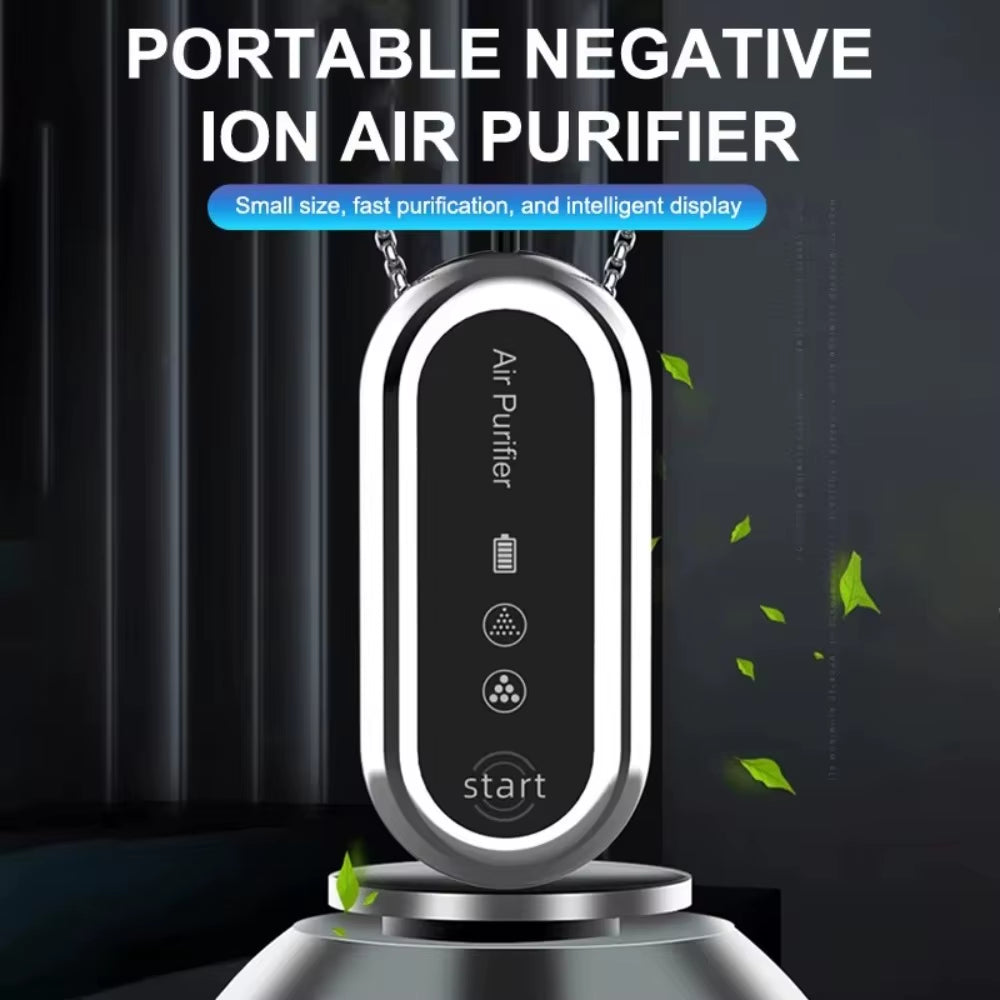 Mini Hanging Air Purifier Wearable Necklace USB Rechargeable Air Freshener Heating Cooling Negative Ions Purify Air Machine