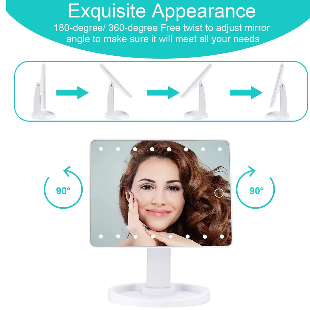 Lighted Makeup Mirror, Square Battery -use Beauty Mirror ,Touch Screen VanityMirror,Brightnes