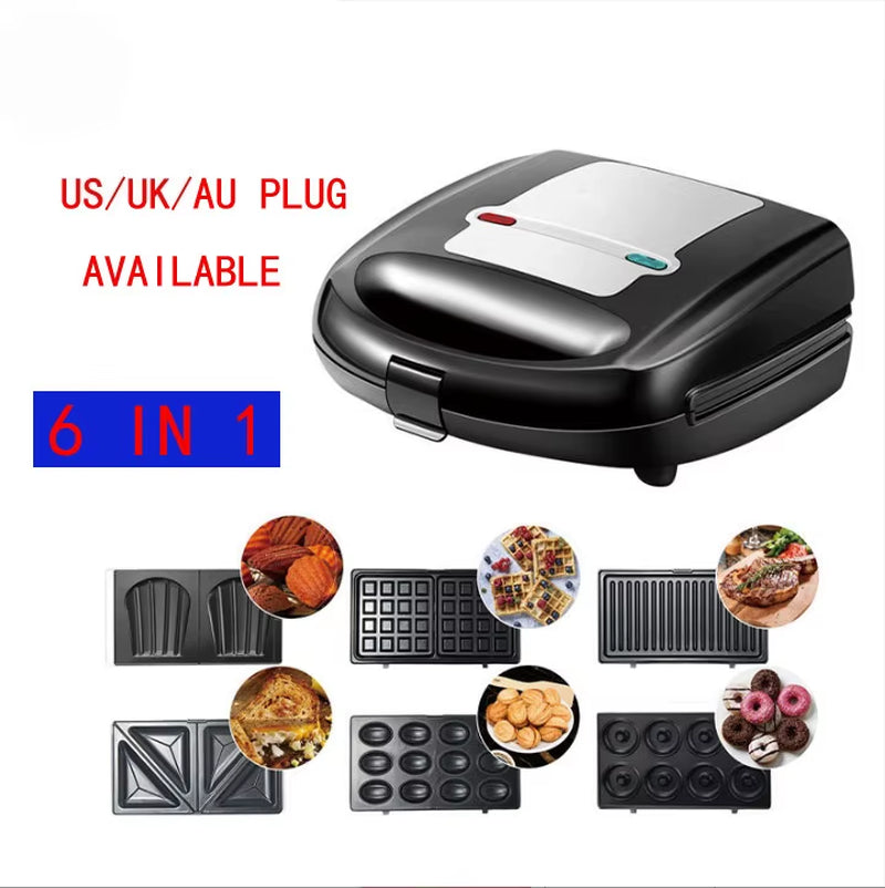 Portable 6 in 1 Non-stick Sandwich Machine Home Equipment Toaster Breakfast Maker Grill Beach Microwave Pan
