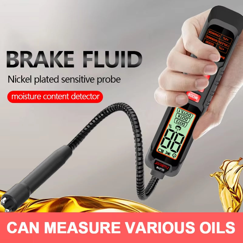 Car Brake Oil Moisture Detector DOT3/DOT4/DOT5.1 with Backlight Flexible Probe Brake Oil Tester Digital Brake Fluid Tester Auto