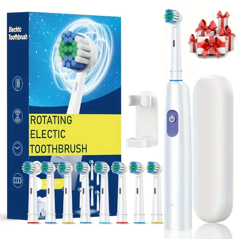 Electric Toothbrush Rotary Rechargeable Electric Toothbrush for Adults Rotating Electric Toothbrushes with 8 Soft Brush Heads