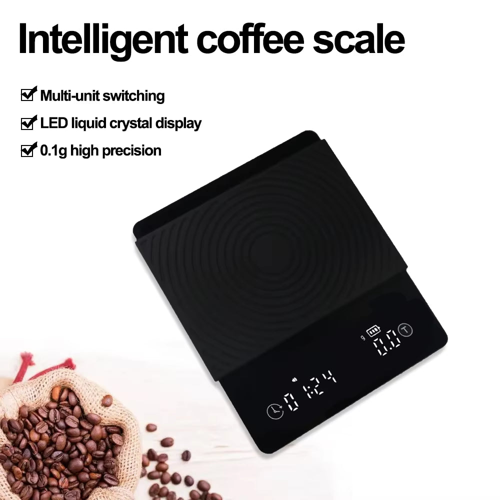 2026 New Digital Kitchen Scale Drip Coffee Scale With Timer LED Display 2kg/0.1g Household Food Weight Scale with USB Charging