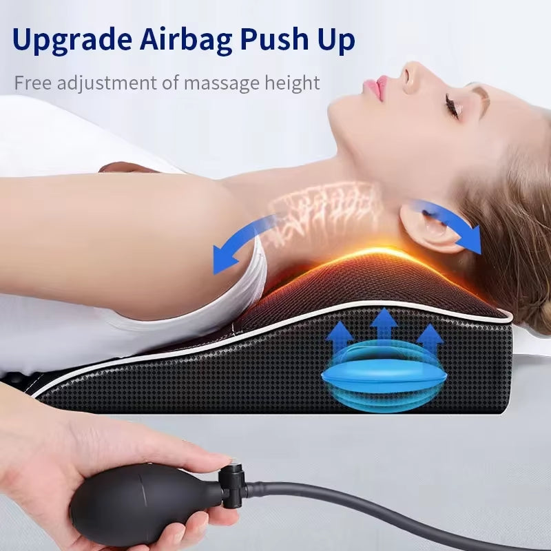 Electric Neck Massager with Heating and Vibration Massage Function for Car Back Pillow
