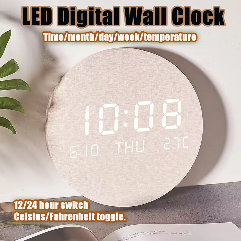 Simple Digital Wall Clock Temp Date Multi-function Display Large Screen LED Mute Clock Home Decor Living Room Decorative Clock
