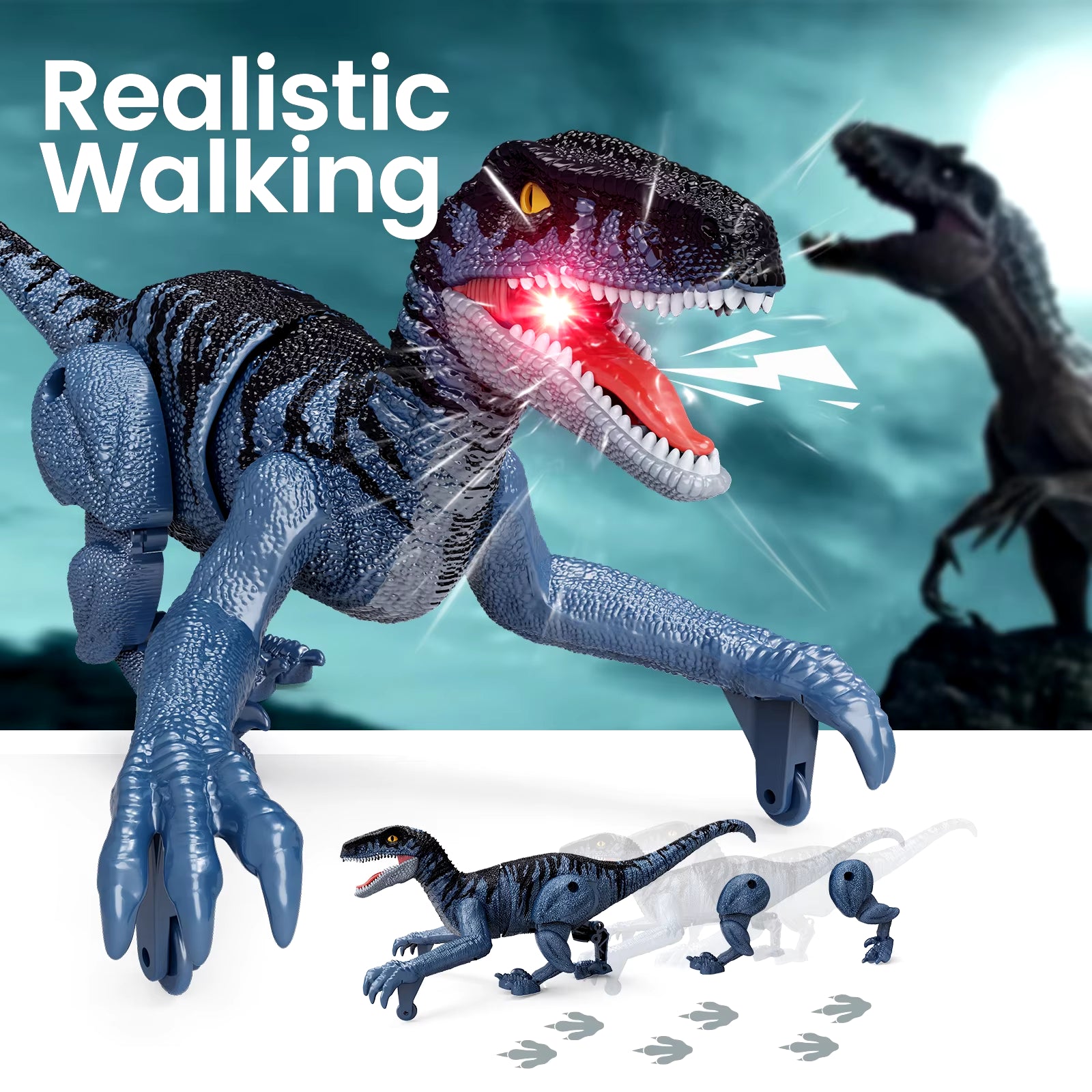 Remote Control Dinosaur Toys for Kids, 2.4GHz Robot Walking Dinosaur Toys, Simulation Velociraptor, Gifts for Boys 3-5