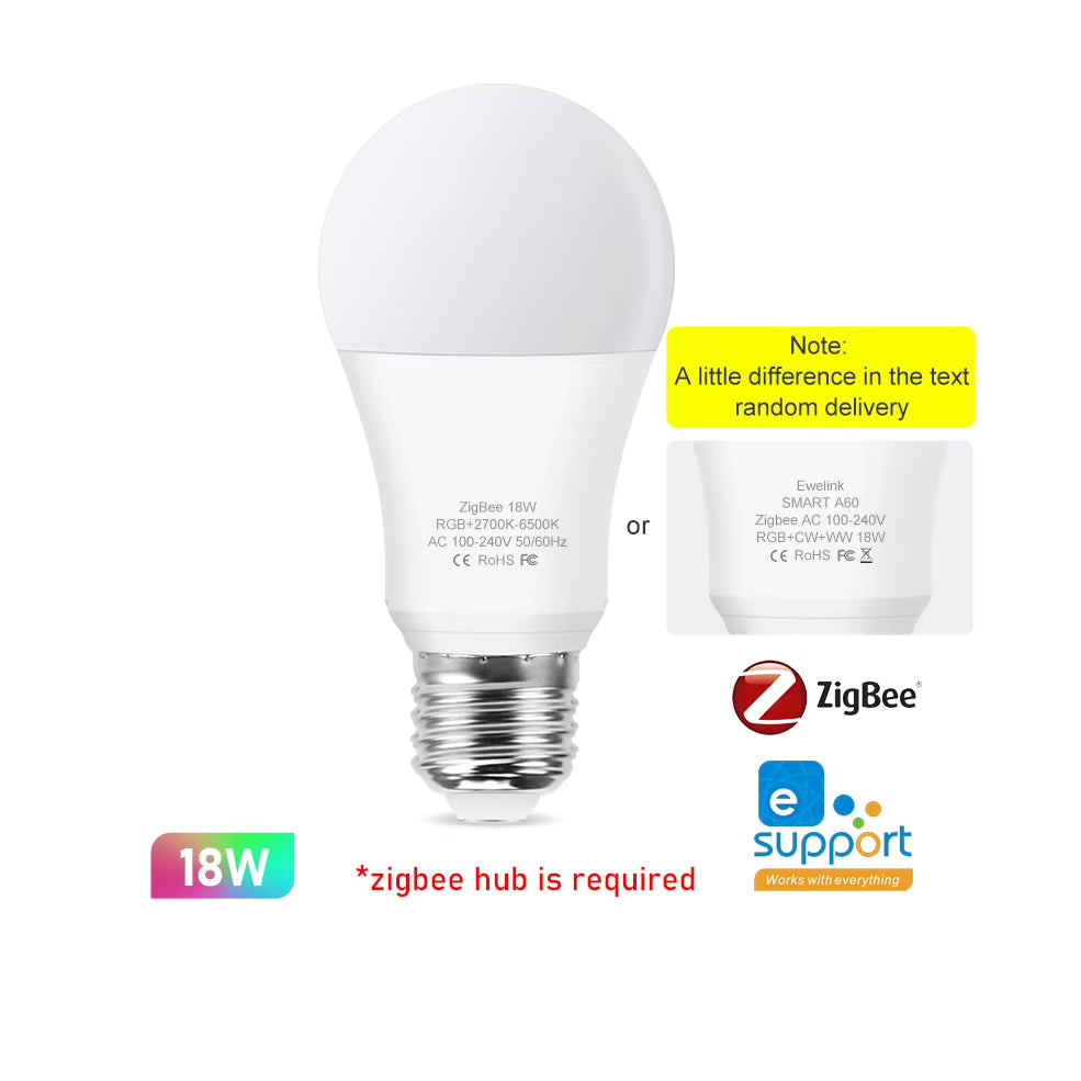 Smart WiFi Zigbee LED Light Bulb Dimmable E27 E14 GU10 RGBCW 3000-6000K LED Candle Lamp For Ewelink APP Alexa Google Home Yandex