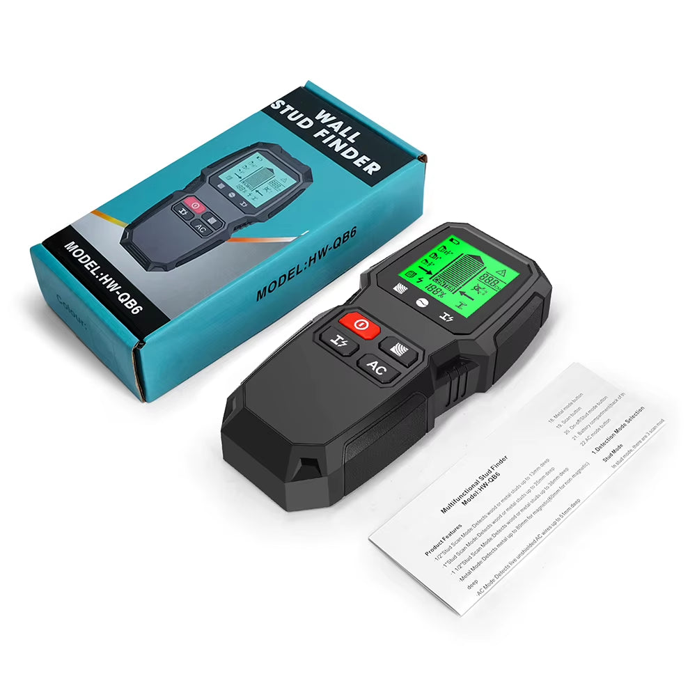7 in 1 Electric Wall Scanner Sensor with LCD Display Studs Detector High Accuracy for AC Wire Metal Studs Wood Joist Pipe