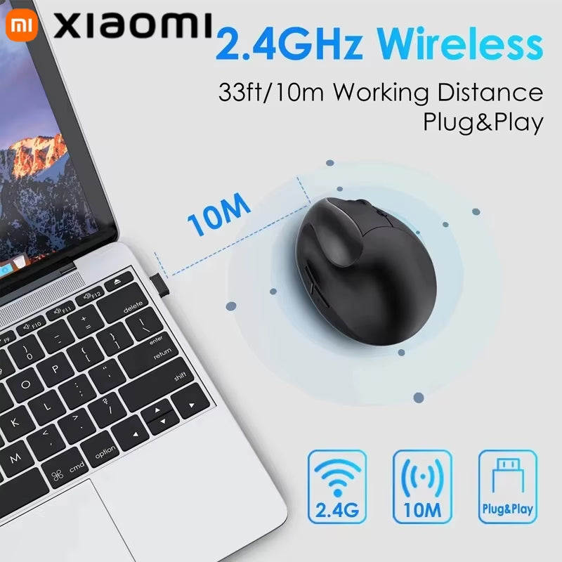 Xiaomi Rechargeable/Battery Vertical Mouse Wireless USB 2.4G Right Hand Ergonomic Mice for Computer Laptop Gaming Mouse 2025 New